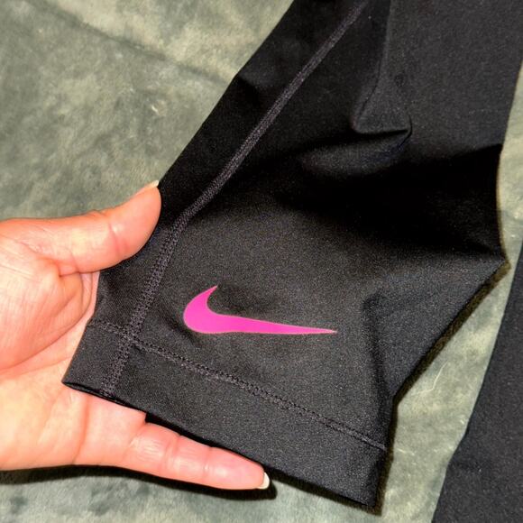 Nike Pro Dri-Fit Capri Leggings Women Small Black Pink Elastic Waistband Stretch - Picture 7 of 7